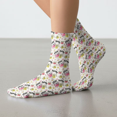 Stay Sharp Nurse Scrub Socks, Cute Medical Pattern Scrubs, Breathable Fabrics Nursing Uniform