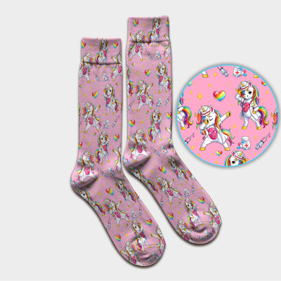 Playful Nurse Unicorn Rainbow Pattern Medical Socks, Socks for Nurse Doctor