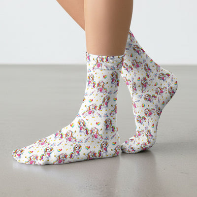 Playful Nurse Unicorn Rainbow Pattern Medical Socks, Socks for Nurse Doctor