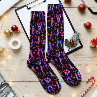 Neon Dancing Skeleton Medical Pattern Socks, Adult Socks for Men and Women