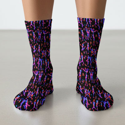 Neon Dancing Skeleton Medical Pattern Socks, Adult Socks for Men and Women
