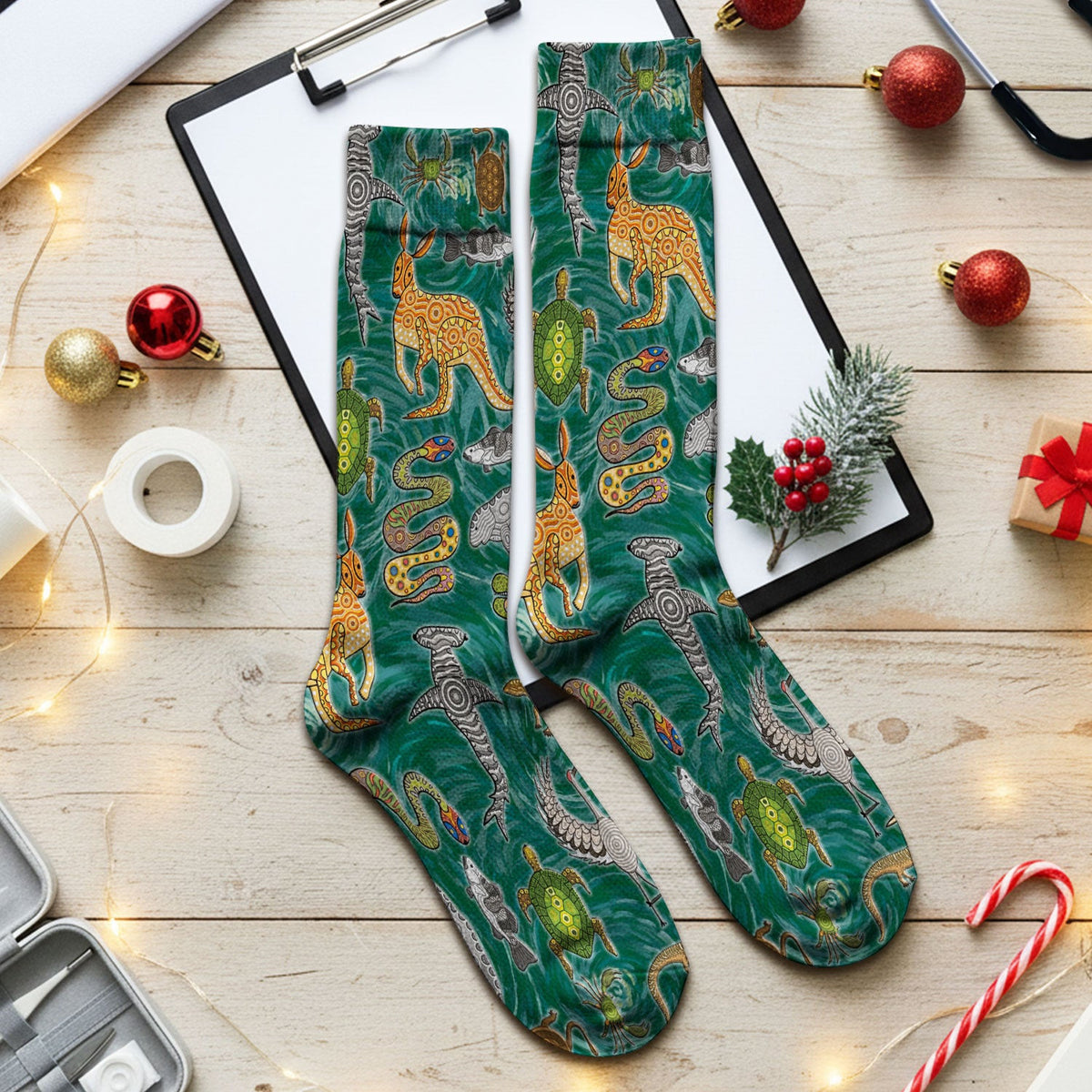 Crocodile Turtle Snake Animal Pattern Medical Socks, Nurse Doctor Uniform