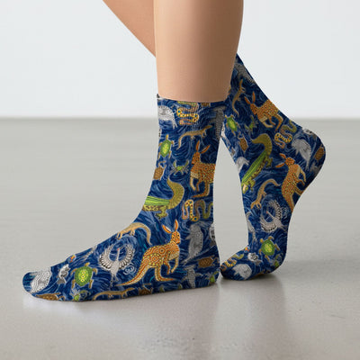 Crocodile Turtle Snake Animal Pattern Medical Socks, Nurse Doctor Uniform