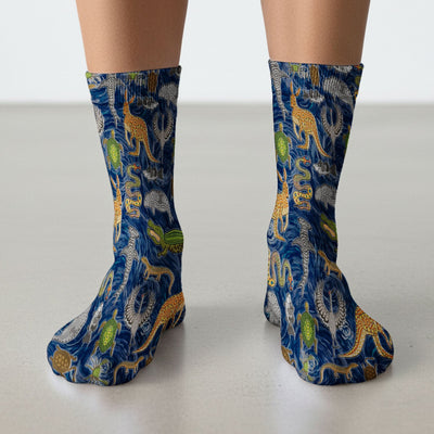 Crocodile Turtle Snake Animal Pattern Medical Socks, Nurse Doctor Uniform