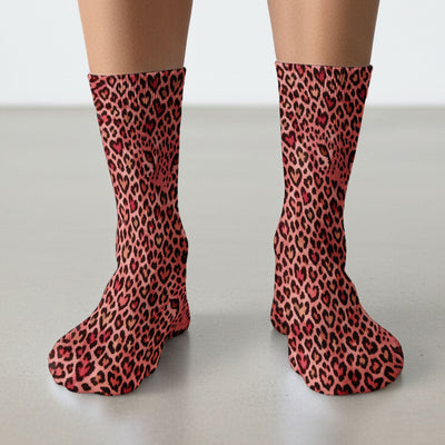 Leopard Pattern Nurse Scrub Socks, Pink Medical Nurses Sock, Breathable Fabrics Nursing Uniform