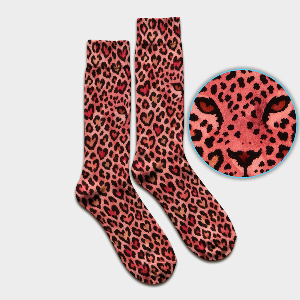 Leopard Pattern Nurse Scrub Socks, Pink Medical Nurses Sock, Breathable Fabrics Nursing Uniform