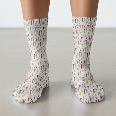 Colorful Playful Dog Print Nurse Medical Socks, Adult Socks for Men and Women