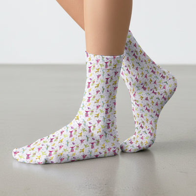 Colorful Playful Dog Print Nurse Medical Socks, Adult Socks for Men and Women