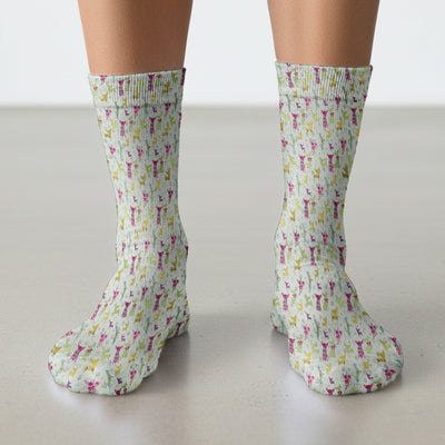 Colorful Playful Dog Print Nurse Medical Socks, Adult Socks for Men and Women