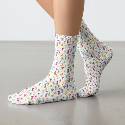 Colorful Playful Dog Print Nurse Medical Socks, Adult Socks for Men and Women