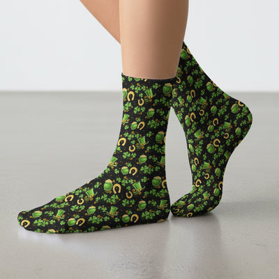 St. Patrick Shamrock Pattern Socks, Adult Socks for Men and Women
