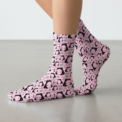 Cute Frog Nurse Medical Pattern Socks, Breathable Fabrics Medical Uniform