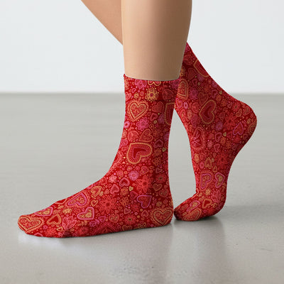 Valentine Heart Nurse Scrub Socks, Cute Nursing Pattern Sock, Breathable Fabrics Nursing Uniform