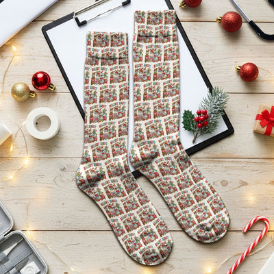 Silent Night Nurse Scrub Socks, Funny Christmas Medical Scrub Sock, Holiday Nursing Uniform