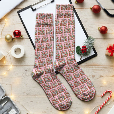 Silent Night Nurse Scrub Socks, Funny Christmas Medical Scrub Sock, Holiday Nursing Uniform