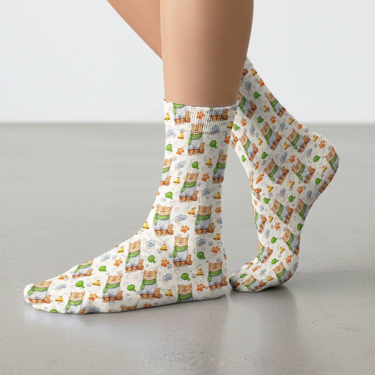 Adorable Cat Lover Nurse Scrub Socks, Cute Cat Medical Pattern Sock, Breathable Fabrics Nursing Uniform