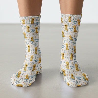 Labrador Nursing Scrub Socks, Cute Dog Pattern Nurse Uniform,  Comfortable Scrubs For Nurses
