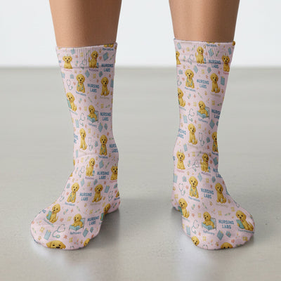 Labrador Nursing Scrub Socks, Cute Dog Pattern Nurse Uniform,  Comfortable Scrubs For Nurses