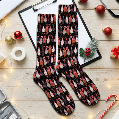 Funny Chicken Valentine Scrub Socks, Chicken Pattern Scrub Sock For Nursing, Valentine Gift For Nurse