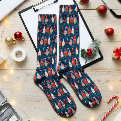 Funny Chicken Valentine Scrub Socks, Chicken Pattern Scrub Sock For Nursing, Valentine Gift For Nurse