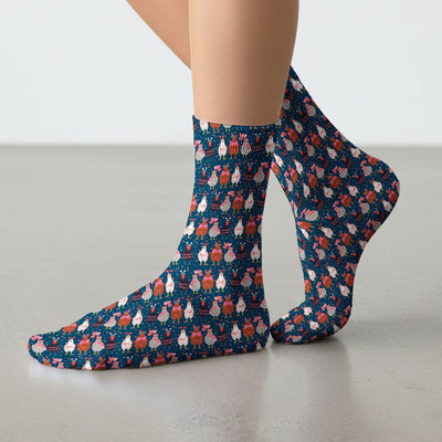 Funny Chicken Valentine Scrub Socks, Chicken Pattern Scrub Sock For Nursing, Valentine Gift For Nurse