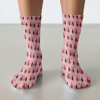 Funny Chicken Valentine Scrub Socks, Chicken Pattern Scrub Sock For Nursing, Valentine Gift For Nurse