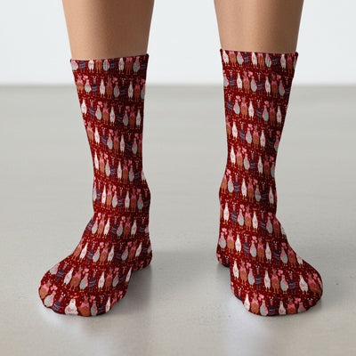 Funny Chicken Valentine Scrub Socks, Chicken Pattern Scrub Sock For Nursing, Valentine Gift For Nurse
