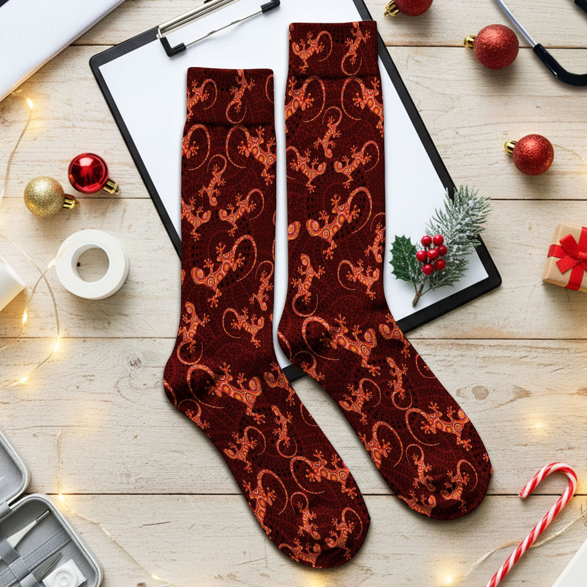 Australian Gecko Dot Art Inspired Nurse Socks - Adult Socks for Women and Men