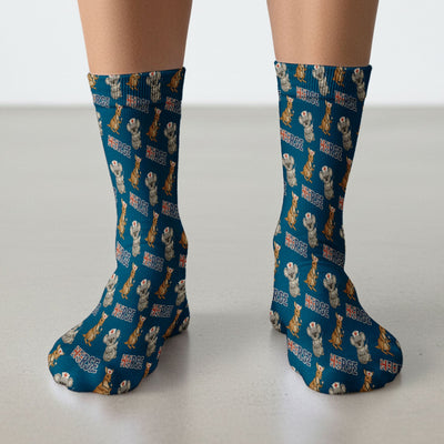 Cute Koala Kangaroo Scrub Socks, Australian Nurse Pattern Sock, Breathable Fabrics Nursing Uniform