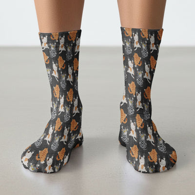 Cute Cat Pattern Nurse Scrub Socks, Cats Medical Pattern Sock, Breathable Fabrics Nursing Uniform
