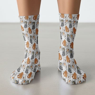 Cute Cat Pattern Nurse Scrub Socks, Cats Medical Pattern Sock, Breathable Fabrics Nursing Uniform