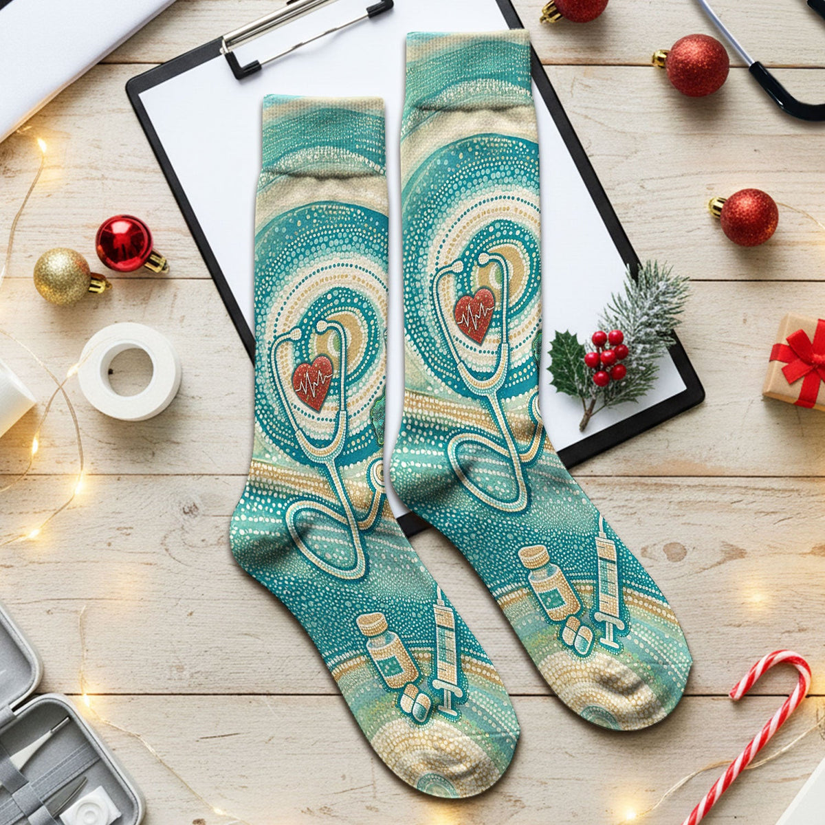 Australian Wildlife Dot Art Inspired Nursing Socks - Adult Socks for Men and Women