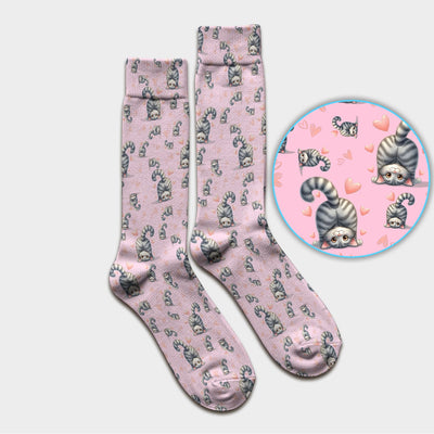 Valentine Cute Cat Scrub Socks, Cat Heart Pattern Nurse Uniform, Comfortable Scrubs For Nurses