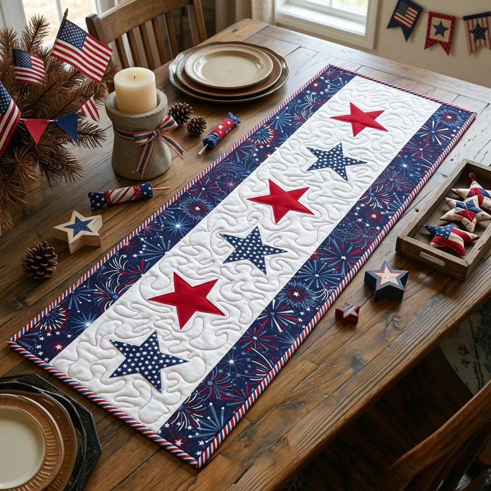 Freedom Stars Quilted Table Runner Halloween Table Runner Thanksgiving Table Decor