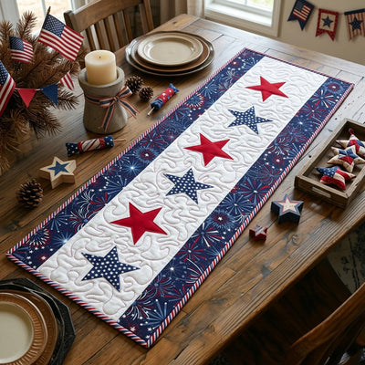 Freedom Stars Quilted Table Runner Halloween Table Runner Thanksgiving Table Decor