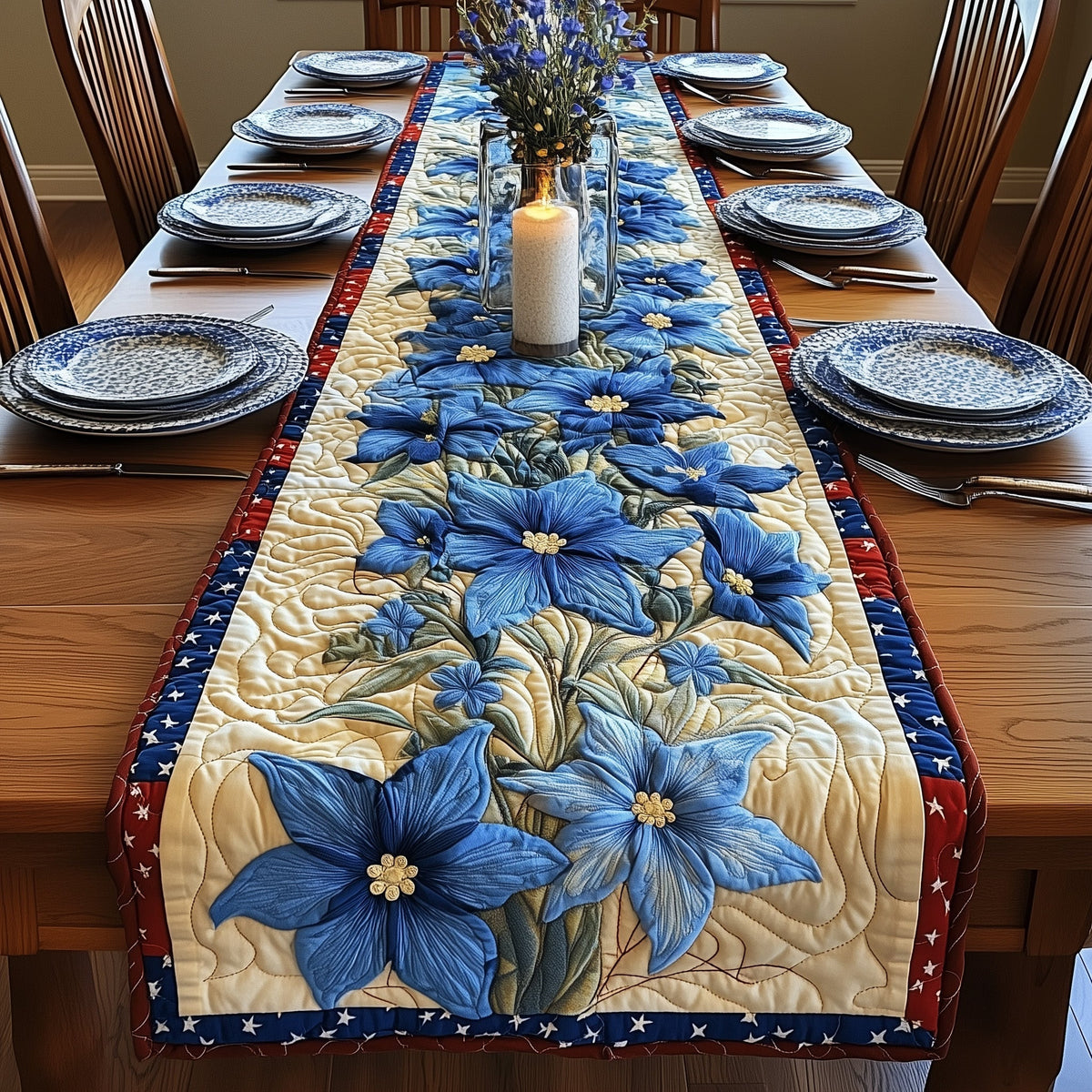 Columbine Charm Quilted Table Runner Halloween Table Runner Thanksgiving Table Decor