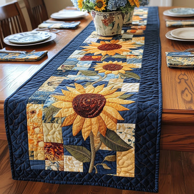 Rustic Sunflower Charm Quilted Table Runner Halloween Table Runner Thanksgiving Table Decor