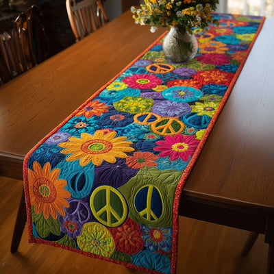 Peace Sign Quilted Table Runner Halloween Table Runner Thanksgiving Table Decor