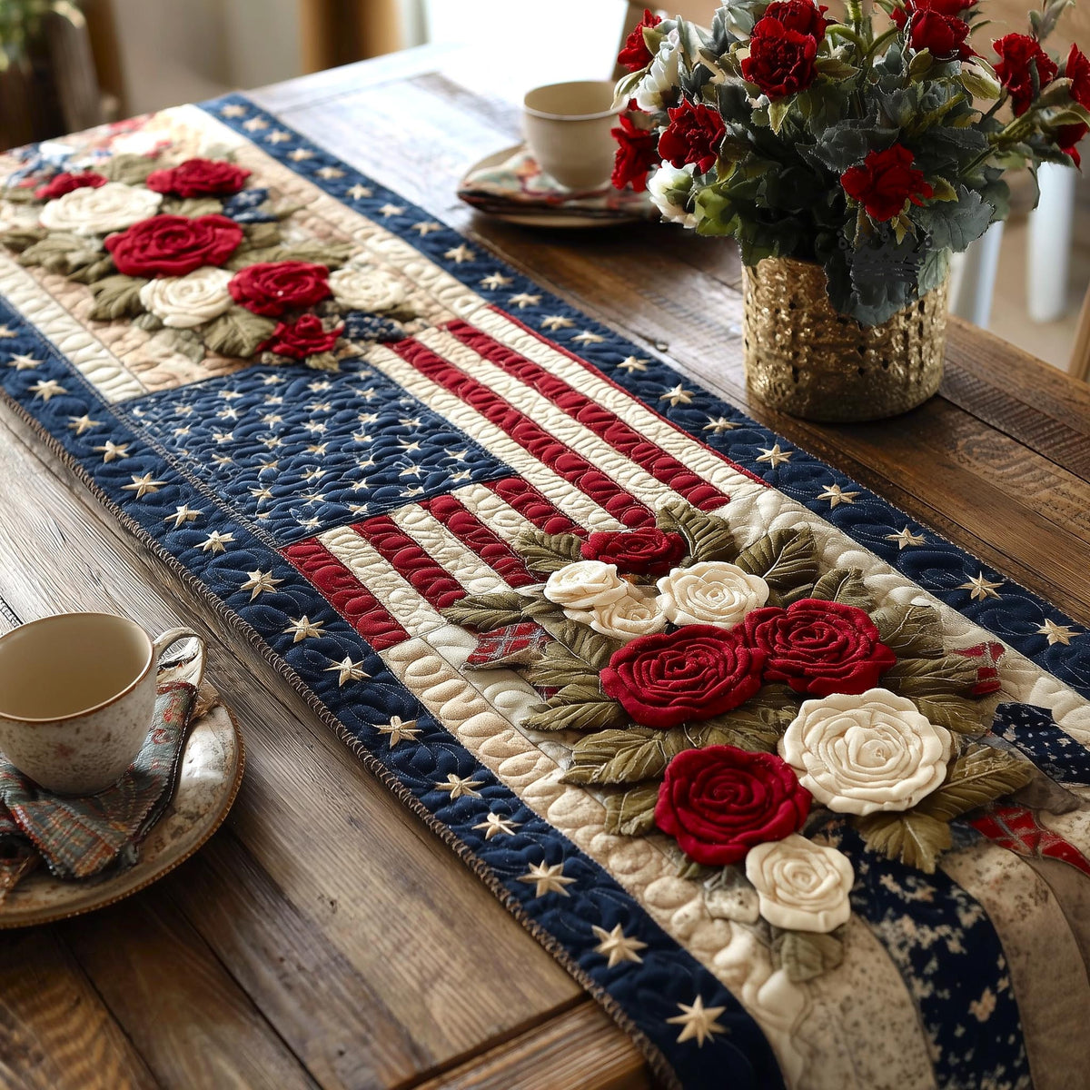 Patriot Palette Quilted Table Runner Halloween Table Runner Thanksgiving Table Decor