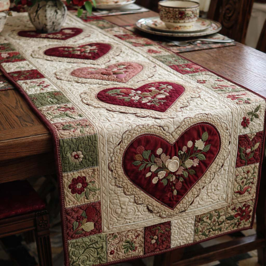 Vintage Love Quilted Table Runner Halloween Table Runner Thanksgiving Table Decor
