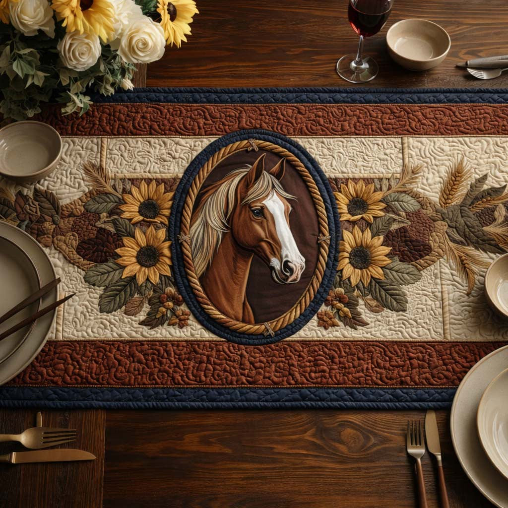 Prairie Horse Quilted Table Runner Halloween Table Runner Thanksgiving Table Decor