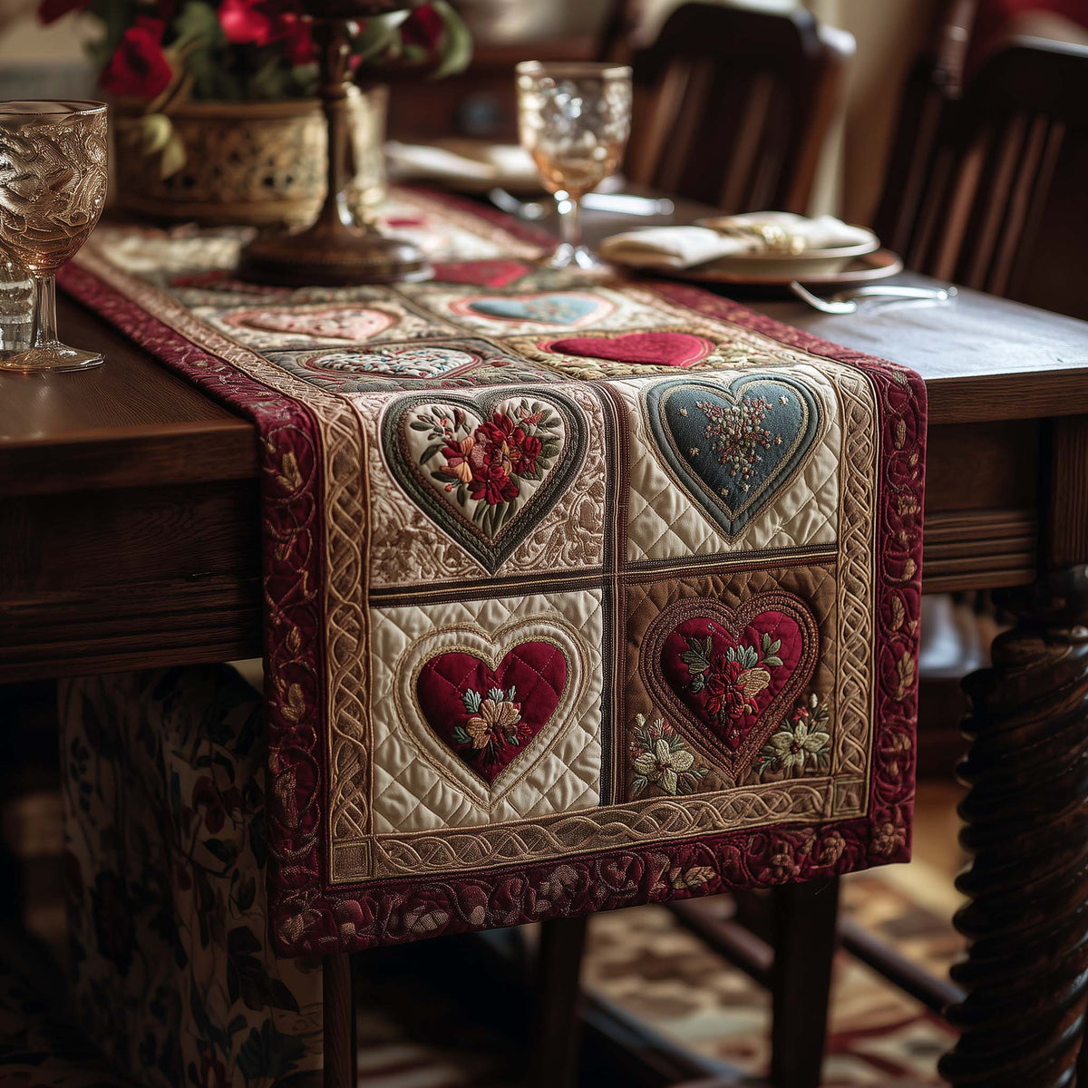 Love Royale Quilted Table Runner Halloween Table Runner Thanksgiving Table Decor