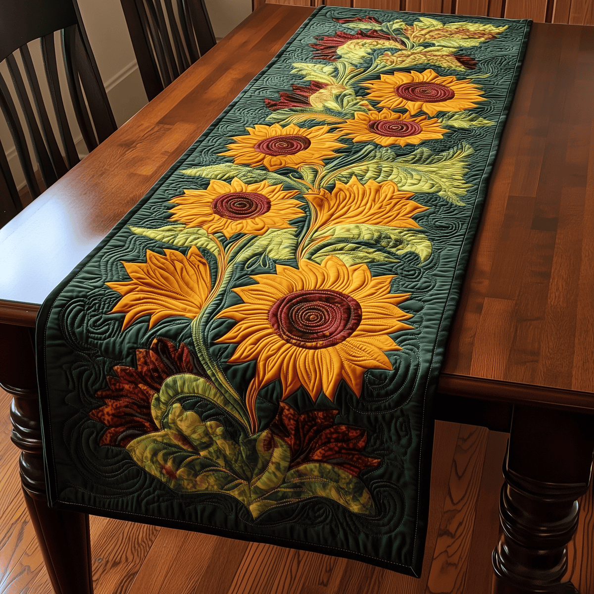 Sunflowers Quilted Table Runner Halloween Table Runner Thanksgiving Table Decor