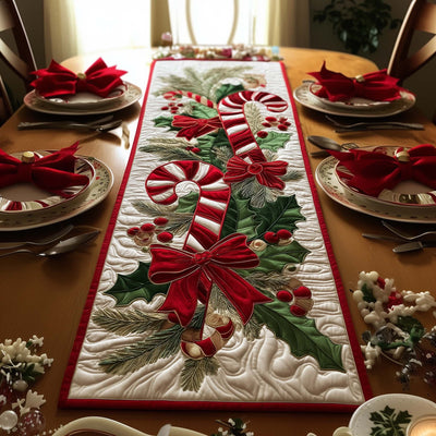 Candy Cane Quilted Table Runner Halloween Table Runner Thanksgiving Table Decor