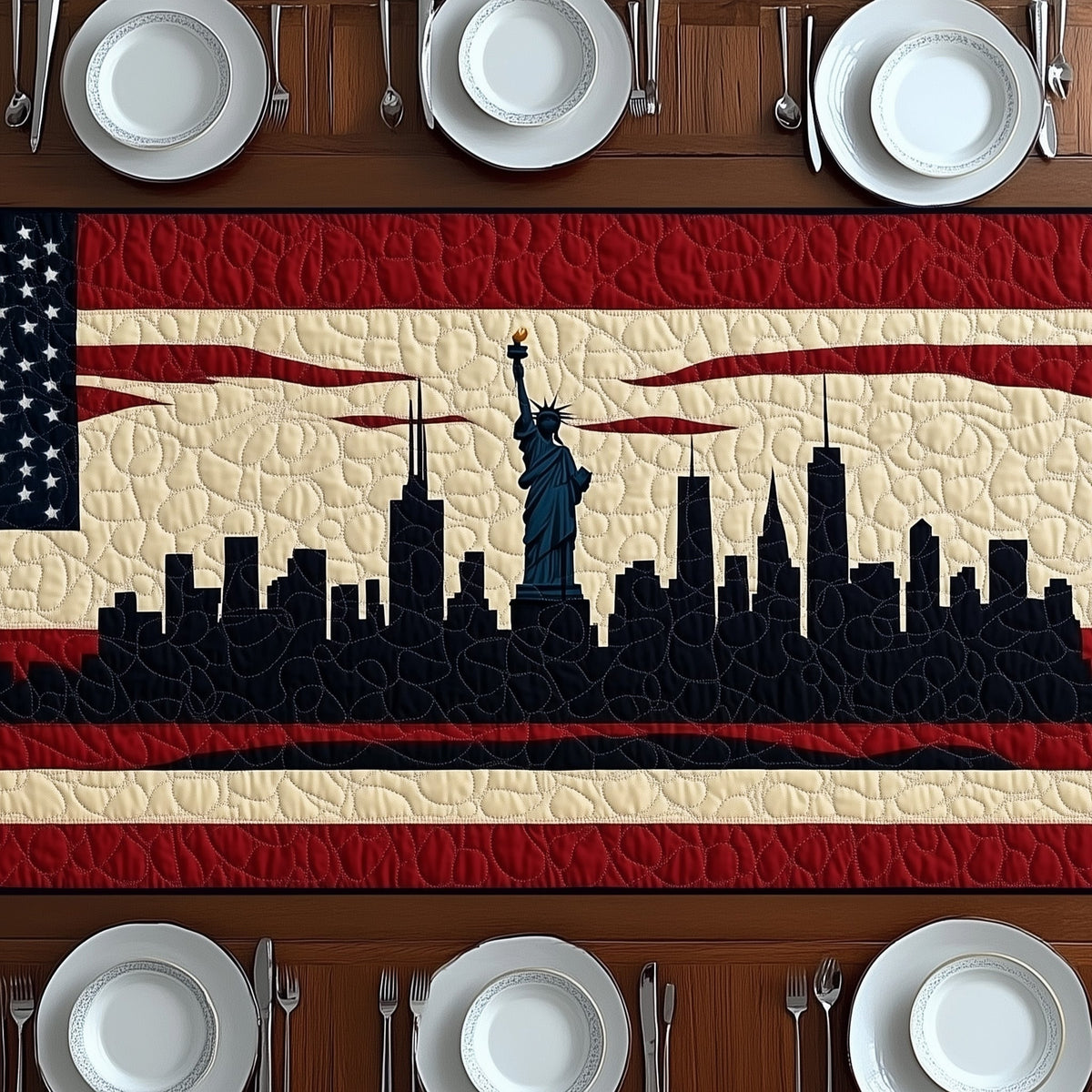 Patriotic Skylin Quilted Table Runner Halloween Table Runner Thanksgiving Table Decor