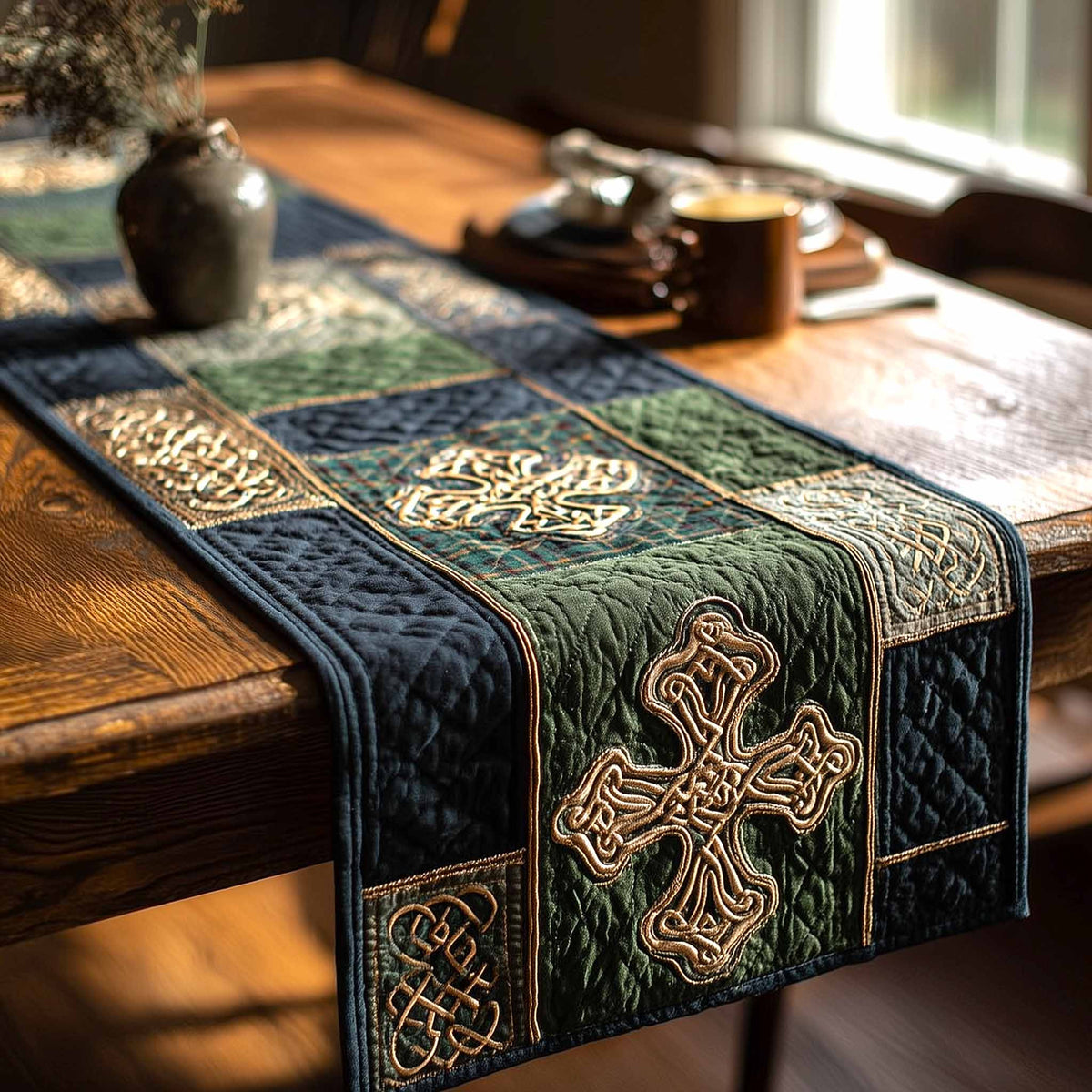 Heritage Knot Quilted Table Runner Halloween Table Runner Thanksgiving Table Decor