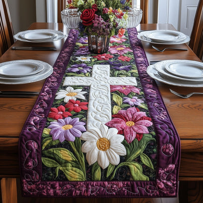 Blooming Faith Quilted Table Runner Halloween Table Runner Thanksgiving Table Decor