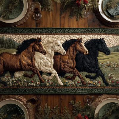 Horse Parade Quilted Table Runner Halloween Table Runner Thanksgiving Table Decor
