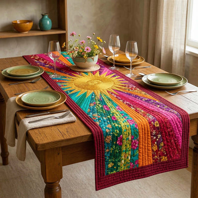 Sunburst Quilted Table Runner Halloween Table Runner Thanksgiving Table Decor