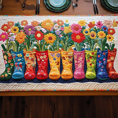 Boots of Bloom Quilted Table Runner Halloween Table Runner Thanksgiving Table Decor
